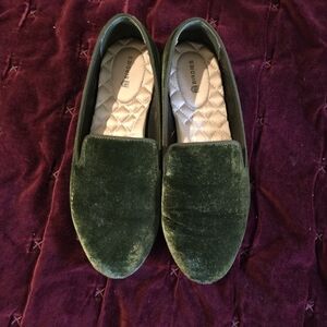 Birdies Green Velvet Flats
